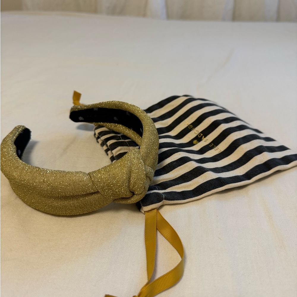 Lele sadoughi knitted metallic gold headband